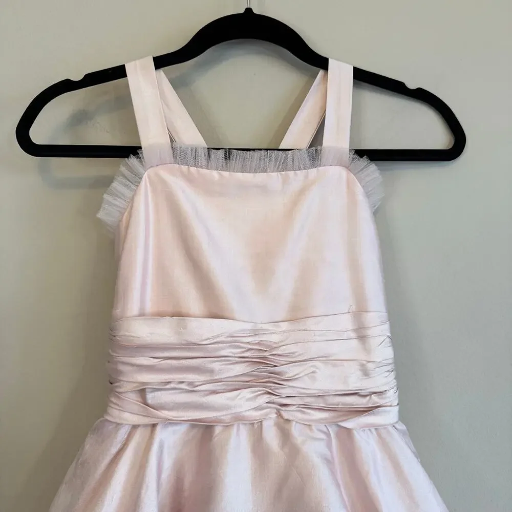 Elena Do Vale Designer Pink Taffeta Girls Party Dress - Size 5/6 Est. Tulle Trim